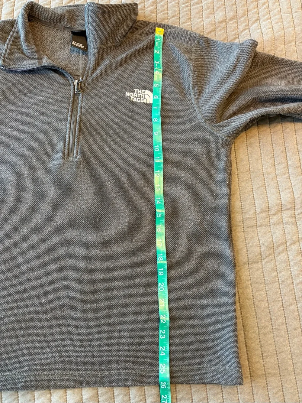 The North Face Mens 1/4‎ Zip Sweater Fleece Pullover Charcoal Gray Size L